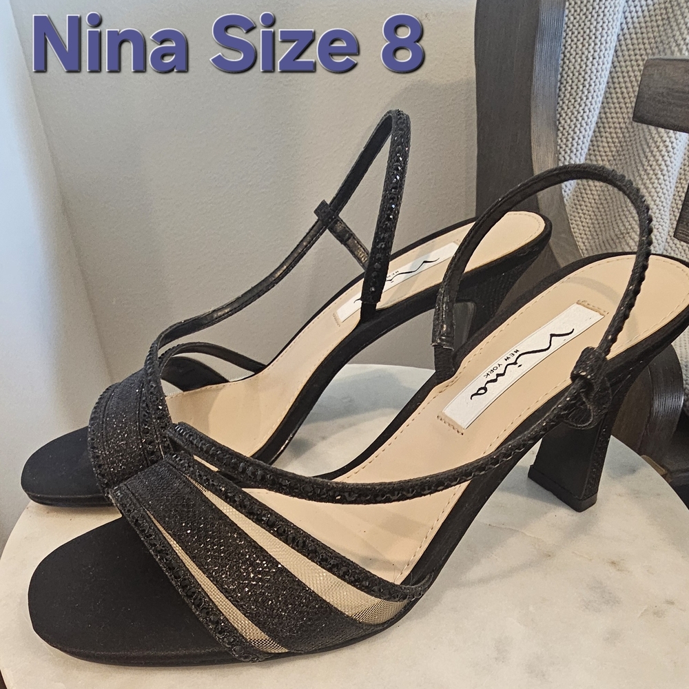 Nina Black Elegant Strappy Heels
